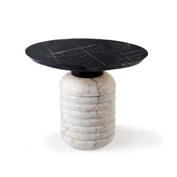 Table d'appoint Jean 52 — side table: estremoz marble base, nero maquina marble middle part and top