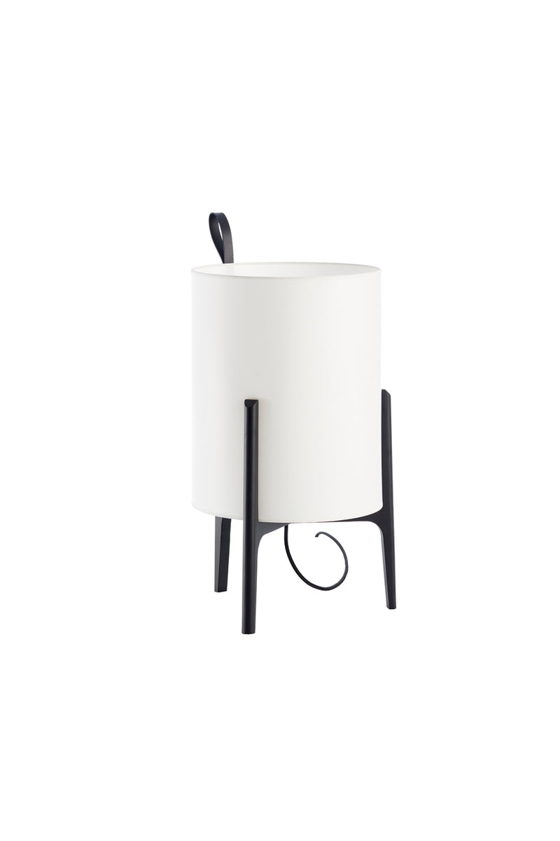 Lampe de table Greta Chêne noir Ø20cm — Blanc