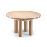 Table de diner Kai — natural oak base, powder lacquered wood feet, salmon lacquered metal tubes