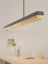 Suspension C1 — Concrete dark, oak wood, 3m, graphite grey, non dim, 2700K