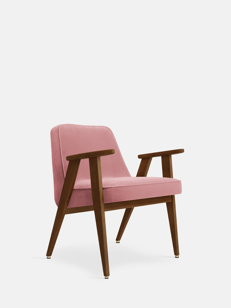 Fauteuil 366 — Velours Rose poudré