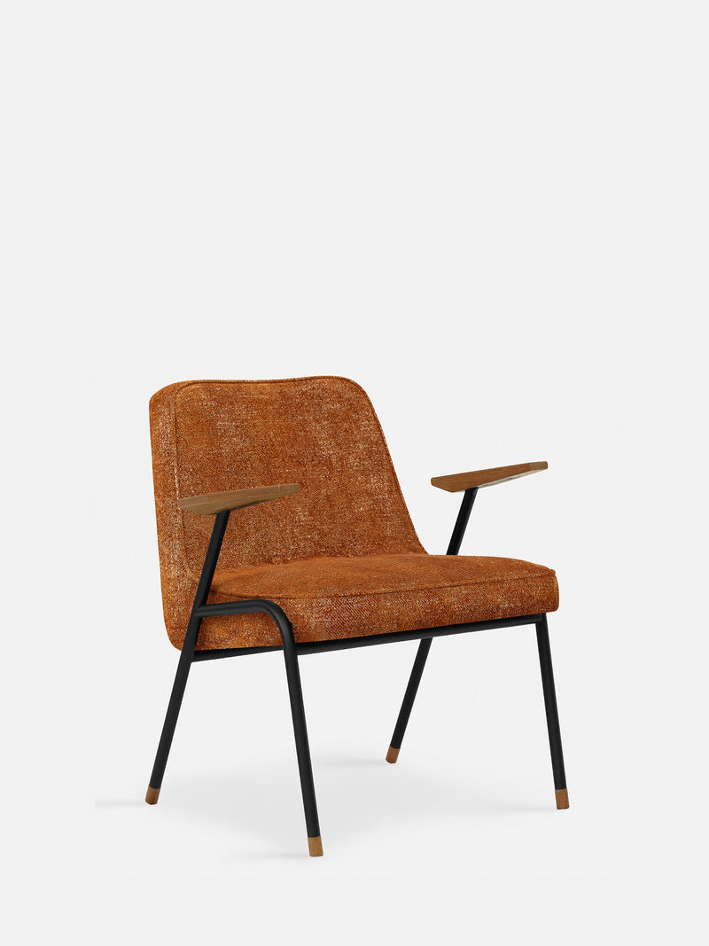 Fauteuil 366 Métal noir — Tissu marble Orange