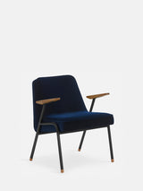 Fauteuil 366 Métal noir — Velours Indigo