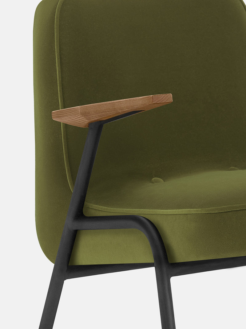 Fauteuil 366 Métal noir — Velours Olive