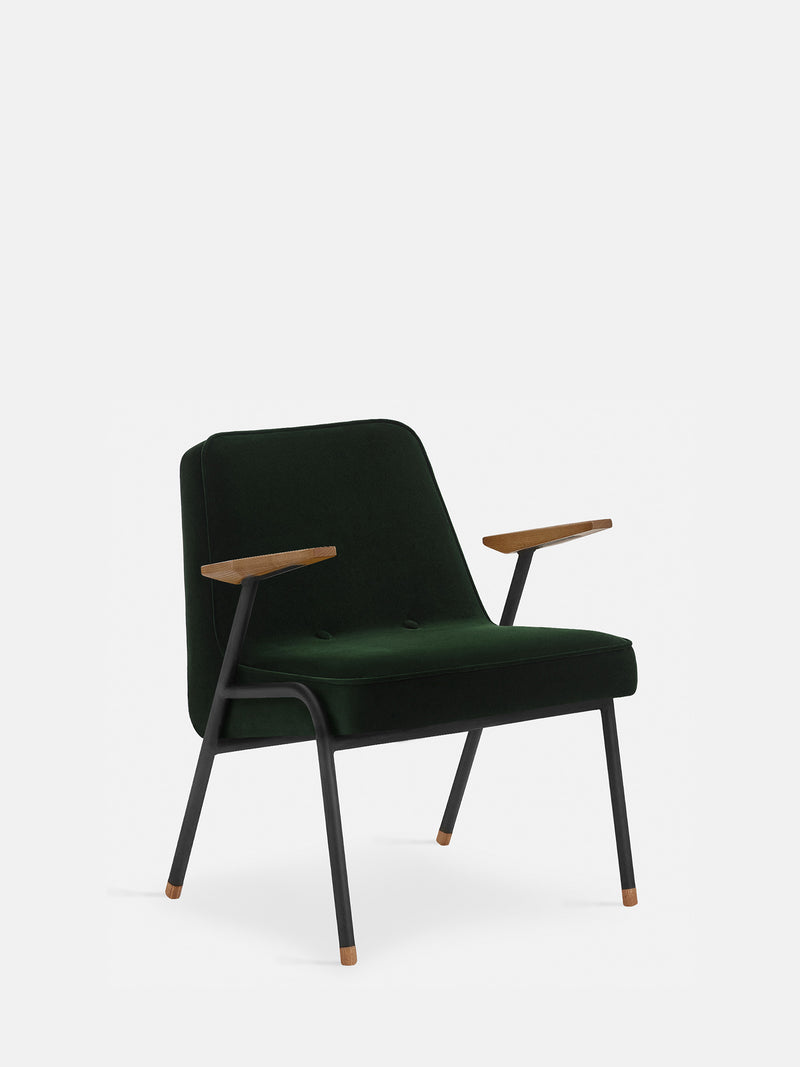 Fauteuil 366 Métal noir — Velours Vert bouteille