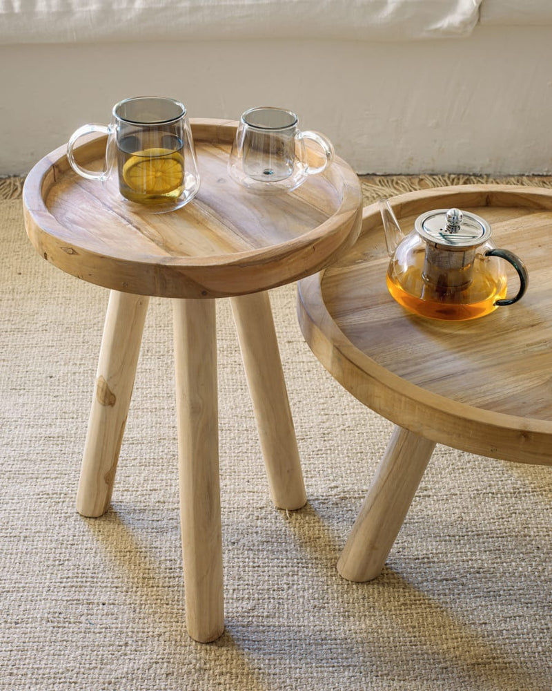 Table d'appoint ronde Glenda — en bois de teck Ø 35 cm