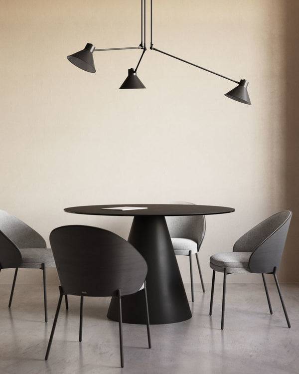 Table Wilshire — en verre trempé et métal avec finition peinture noire Ø 120 cm