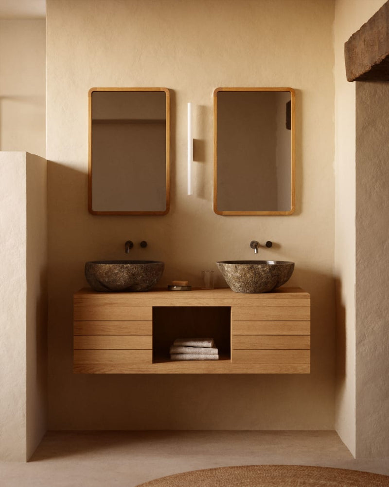 Meuble de salle de bain Yenit — en bois de teck massif finition naturelle 120 x 45 cm