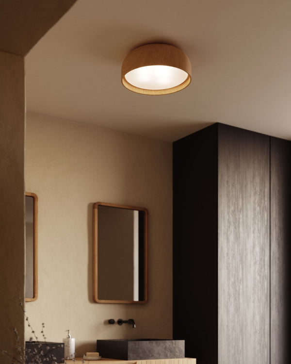 Lampe de plafond Xaviera — finition effet bois de chêne