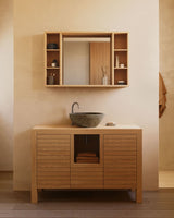 Meuble de salle de bain Kenta — bois de teck massif finition naturelle 120 x 45 cm