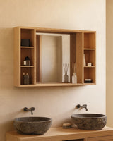 Armoire de toilette avec miroir Kenta — en bois de teck massif 100 x 65 cm