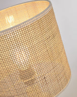 Lampe de table Erna en céramique blanche et bambou finition naturelle