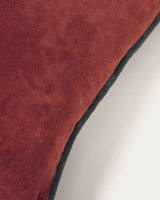 Housse de coussin Julina — 100% coton velours rouge avec liseré vert 45 x 45 cm