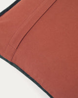 Housse de coussin Julina — 100% coton velours rouge avec liseré vert 45 x 45 cm