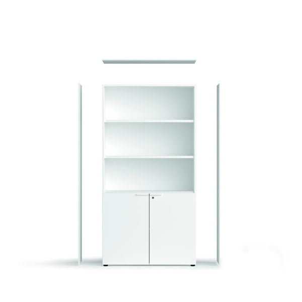 Armoire ABA - 3 étagères mobiles et 1 fixe, 1 serrure — Structure blanc (BL), portes chêne naturel (RR)