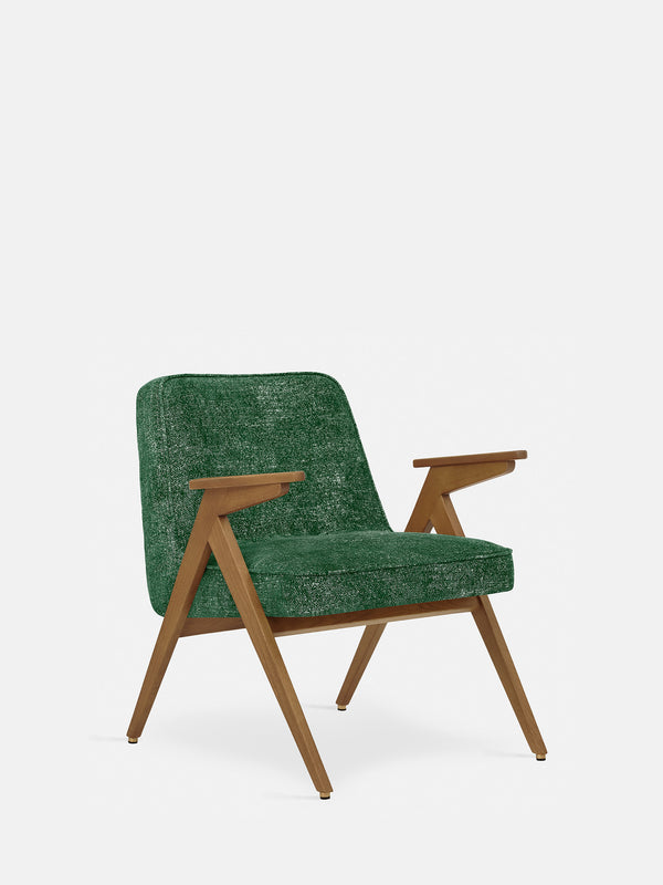 Fauteuil Bunny Chêne 03 — Tissu marble Vert bouteille