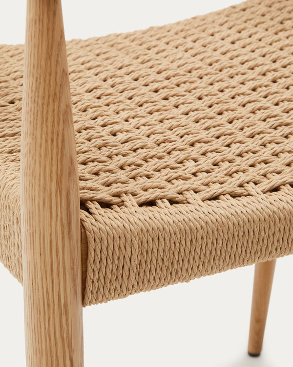 Chaise Analy avec accoudoirs — en bois de chêne, finition naturelle FSC 100 % assise en corde