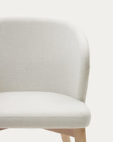 Chaise Darice en tissu chenille beige et bois de hêtre, finition naturelle FSC 100 %