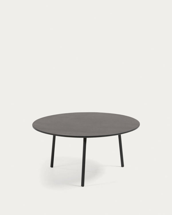 Table basse Mathis — fibrociment avec pieds en acier finition noire Ø 70 cm