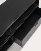 Meuble TV Shantay 1 porte et 1 tiroir en métal avec finition noire 150 x 50 cm