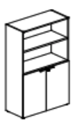 Armoire avec 2 étagères mobiles et 1 fixe, 1 serrure — Blanc (BL) & Chêne naturel (RR)