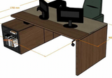 Bureau Sile avec caisson 180x90cm — Noyer