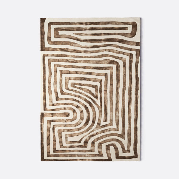 Psychedelic Labyrinth Beige Dip Dye Tapis