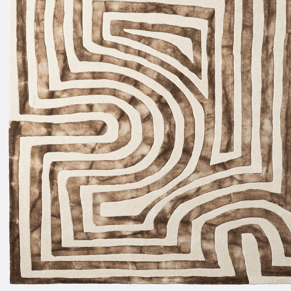 Psychedelic Labyrinth Beige Dip Dye Tapis