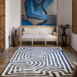 Tapis Psychedelic Labyrinth Charcoal Dip Dye