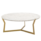 Table basse Star ronde en marbre blanc — Doré