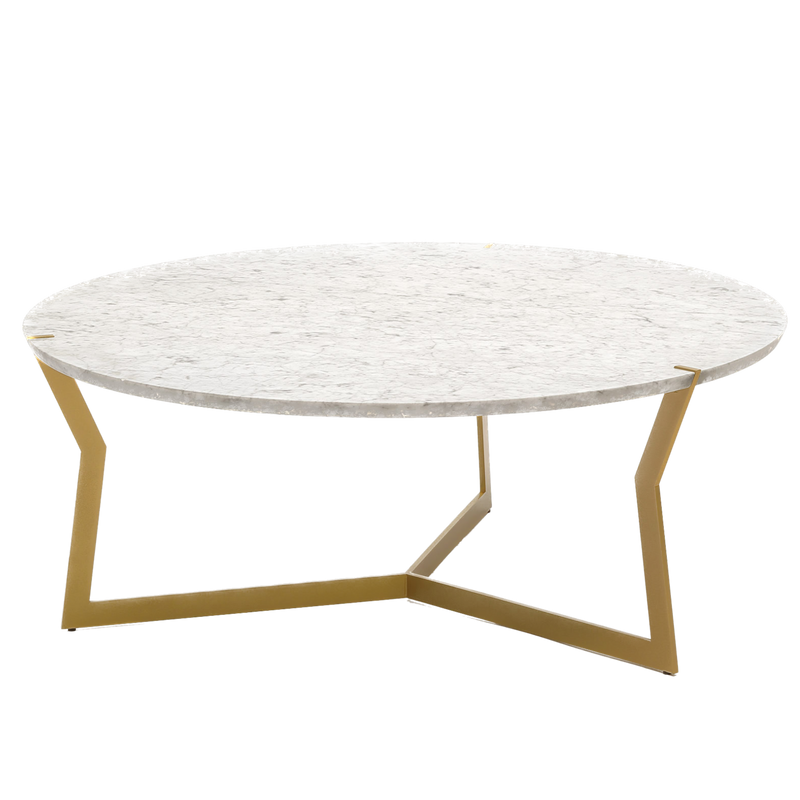 Table basse Star ronde en marbre blanc — Doré