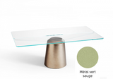 Table Spike —  Métal vert sauge & Verre transparent