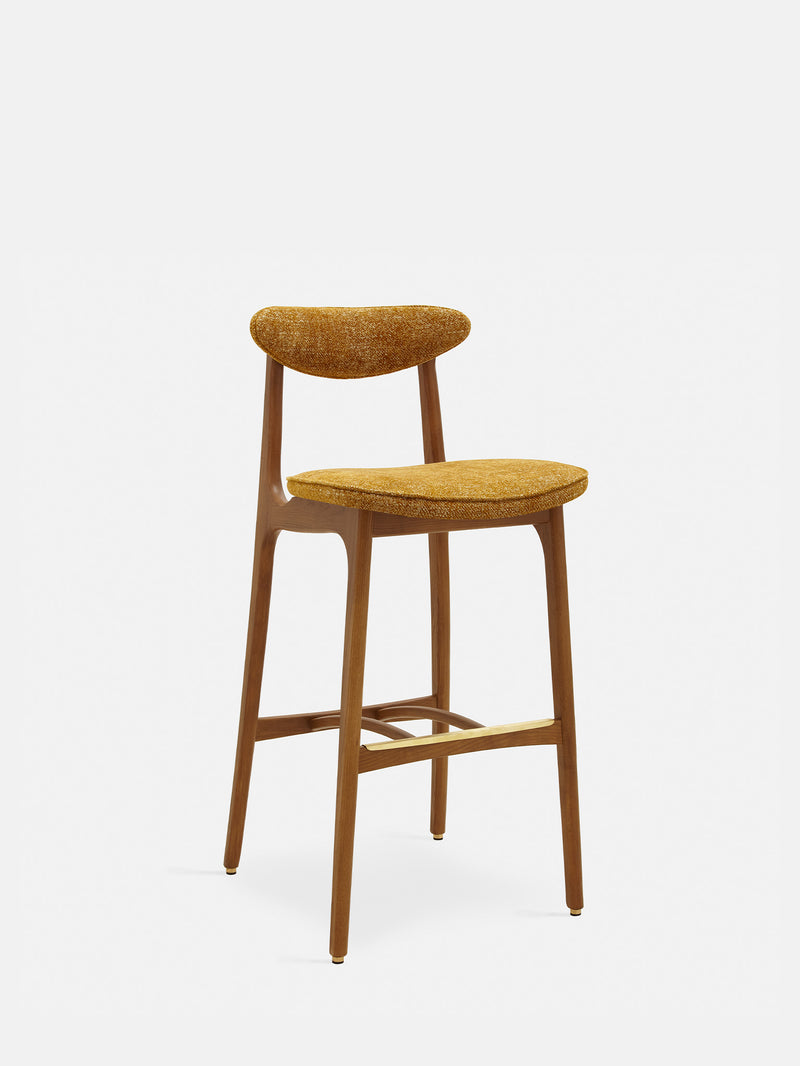 Chaise de bar M75 200-190 Frêne 03 — Tissu marble Moutarde