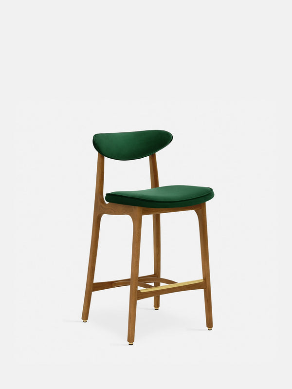 Chaise de bar 200-190 Frêne 03 — Velours Vert bouteille