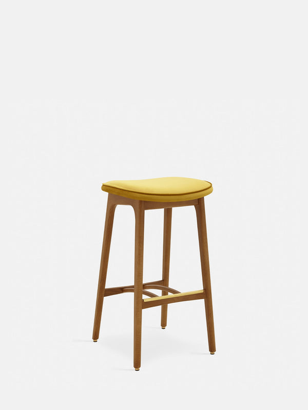 Tabouret de bar Basic 200-190 Frêne 03 — Velours Moutarde