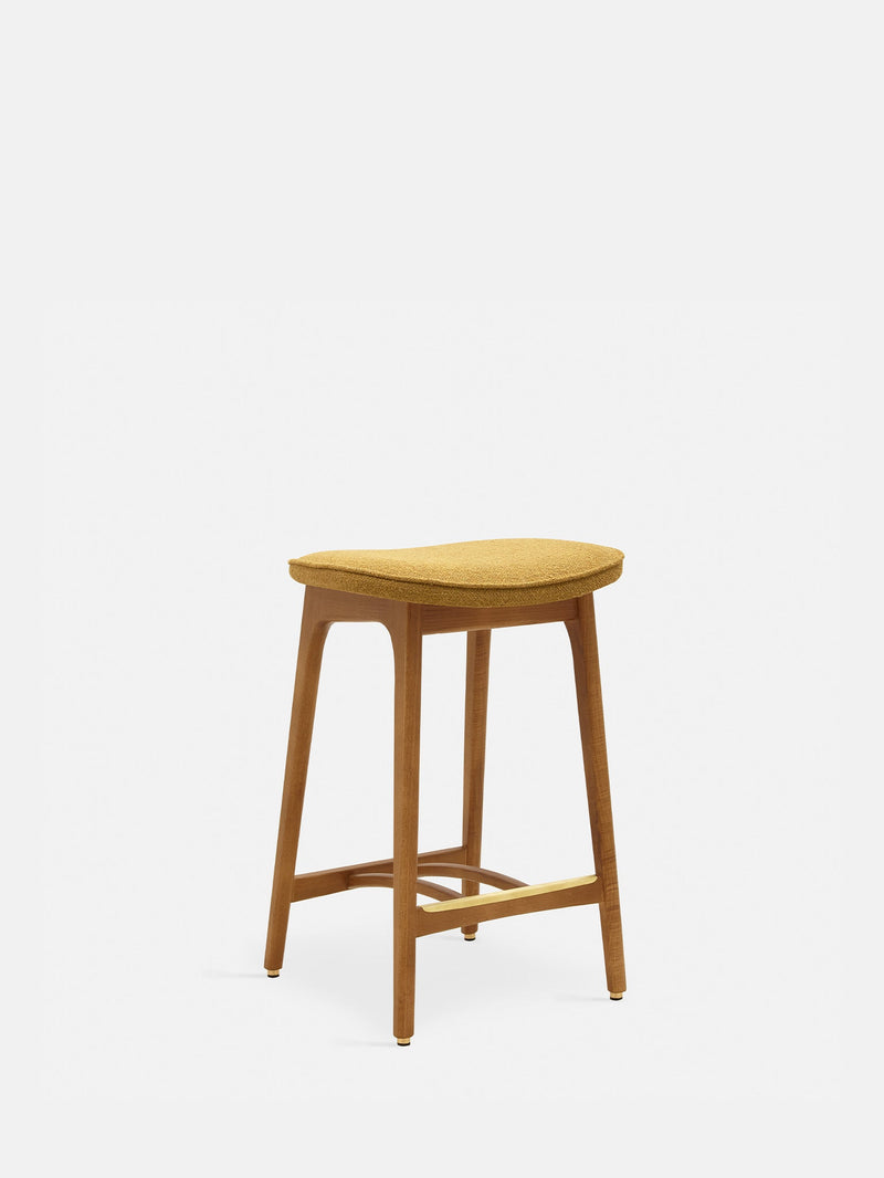 Tabouret de bar Basic 200-190 Frêne 03 — Tissu bouclé Moutarde