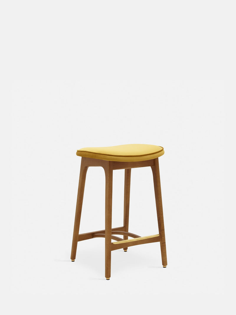 Tabouret de bar Basic 200-190 Frêne 03 — Velours brillant Moutarde