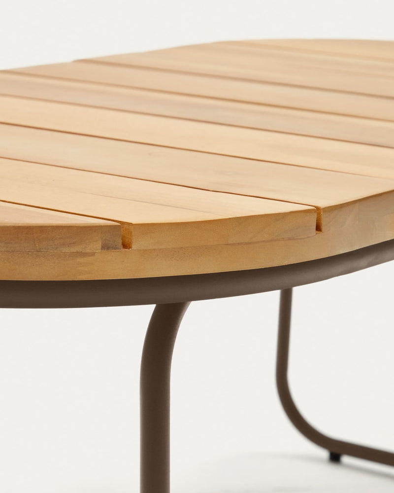 Table basse d'extérieur Salguer — bois acacia massif acier marron Ø 100 x 50cm FSC 100%