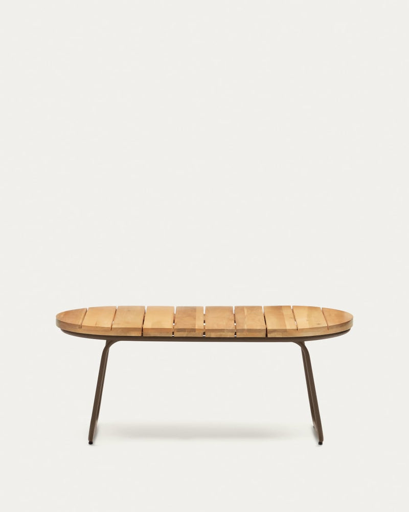 Table basse d'extérieur Salguer — bois acacia massif acier marron Ø 100 x 50cm FSC 100%