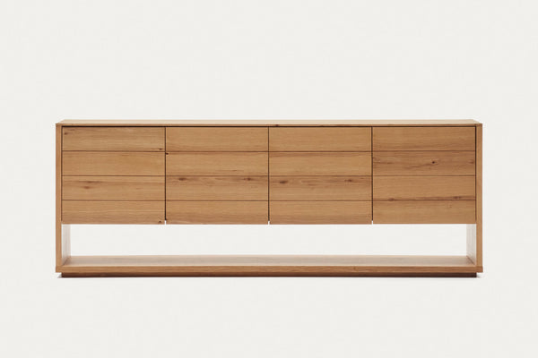 Buffet Alguema 4 portes — en placage de chêne finition naturelle 200 x 74 cm