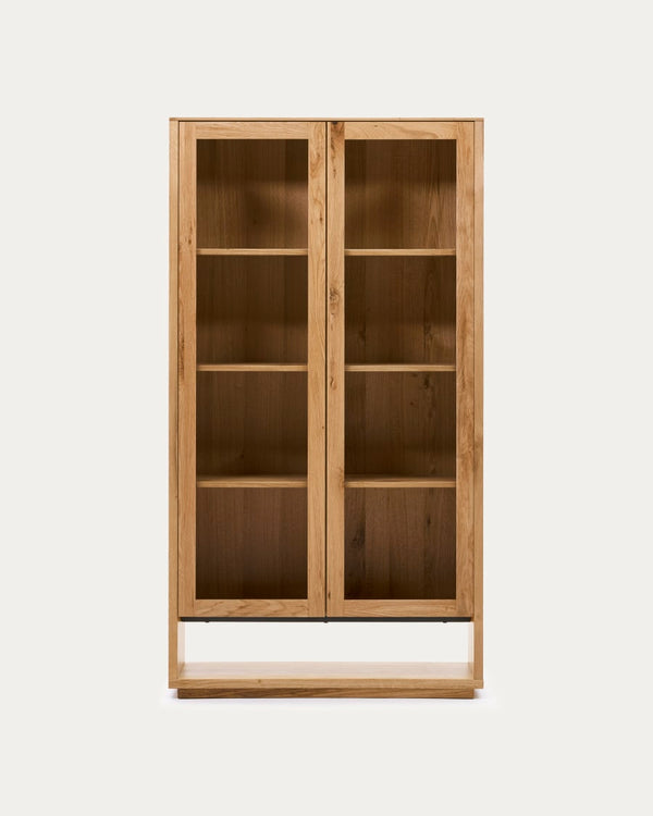 Buffet vitrine Alguema — en placage de chêne finition naturelle 100 x 185 cm