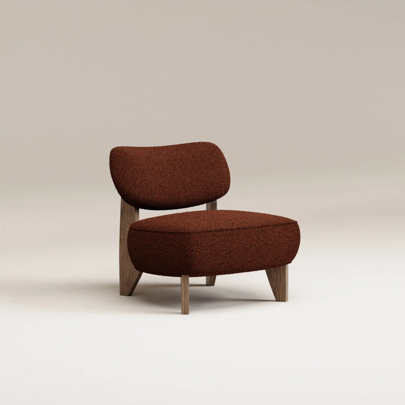 Fauteuil Nicolo Chêne fumé — Tissu bouclé Brick