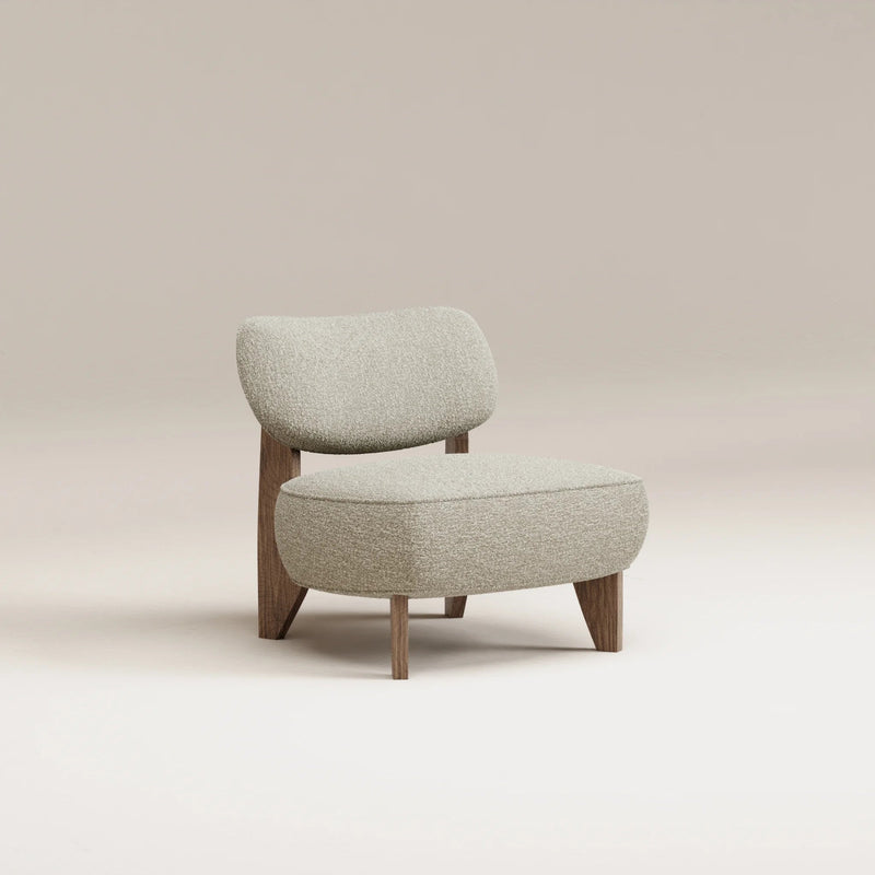 Fauteuil Nicolo Chêne fumé — Tissu bouclé Pearl