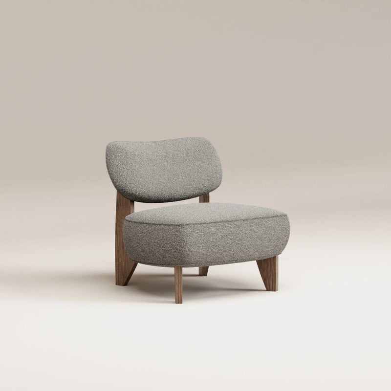 Fauteuil Nicolo Chêne fumé — Tissu bouclé Toffee