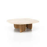 Table basse Obi - 120 cm — Frêne & Travertin