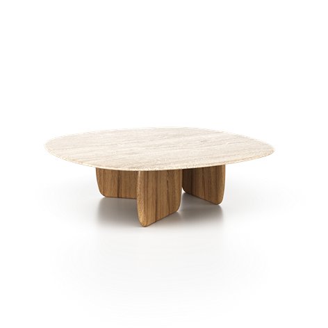 Table basse Obi - 120 cm — Frêne & Travertin