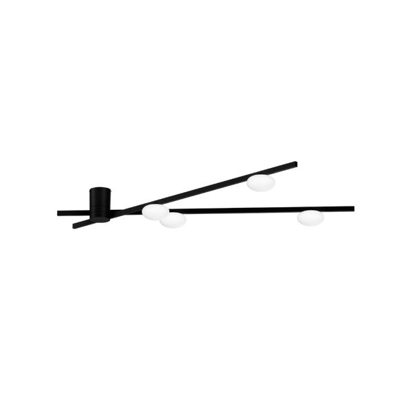 Plafonnier Perlez Spin 1.0 — Noir mat et verre opalin blanc, 2700K