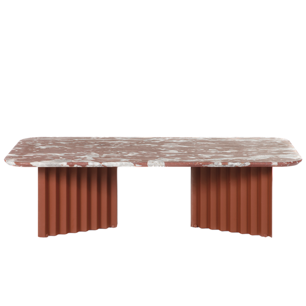 Table basse Plec rectangulaire - large — Marbre Rouge