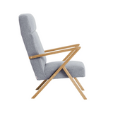 Fauteuil Retrostar Lounge chêne naturel — Wool Line Stone grey