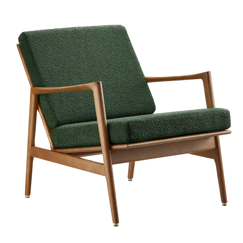 Fauteuil Stefan — Tissu bouclé Vert bouteille